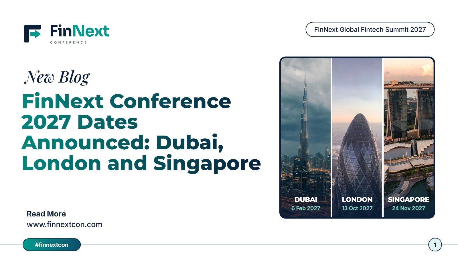 FinNext Conference 2027 Dates Announced: Dubai, London and Singapore